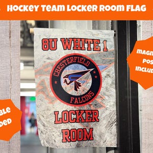 Custom Locker Room Flag with Magnetic Post, Hockey Team Locker Room Banner, Double-Sides Sign
