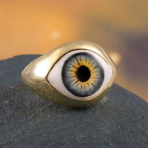 Gold Plated Sterling Silver Evil Eye Ring Good Luck Charm