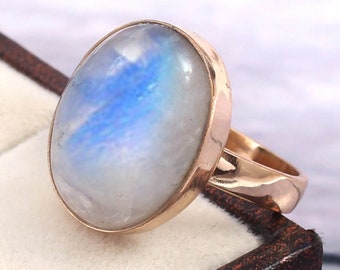 Rainbow Moonstone Silver Ring, 925 Sterling Silver Ring, Handmade Oval Moonstone Ring, Dainty Silver Ring Gift Her, Woman Charm Ring