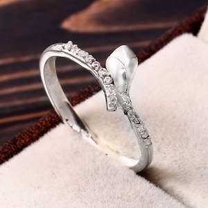 Tulip Flower Sterling Silver Ring, Handmade Tulip Flower Jewelry, 925 Sterling Silver Cubic Zircon Tulip Ring, Minimalist Dainty Tulip Ring