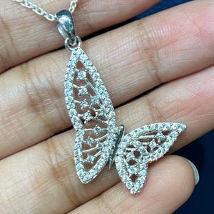 Dainty Sterling Silver Butterfly Necklace: CZ Pendant