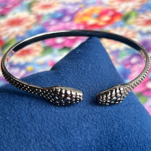 Sterling Silver Snake Bracelet: Double-Headed Ouroboros Cuff