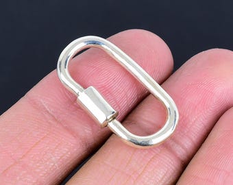 Handmade Gold Plated Sterling Silver Carabiner Lock Pendant