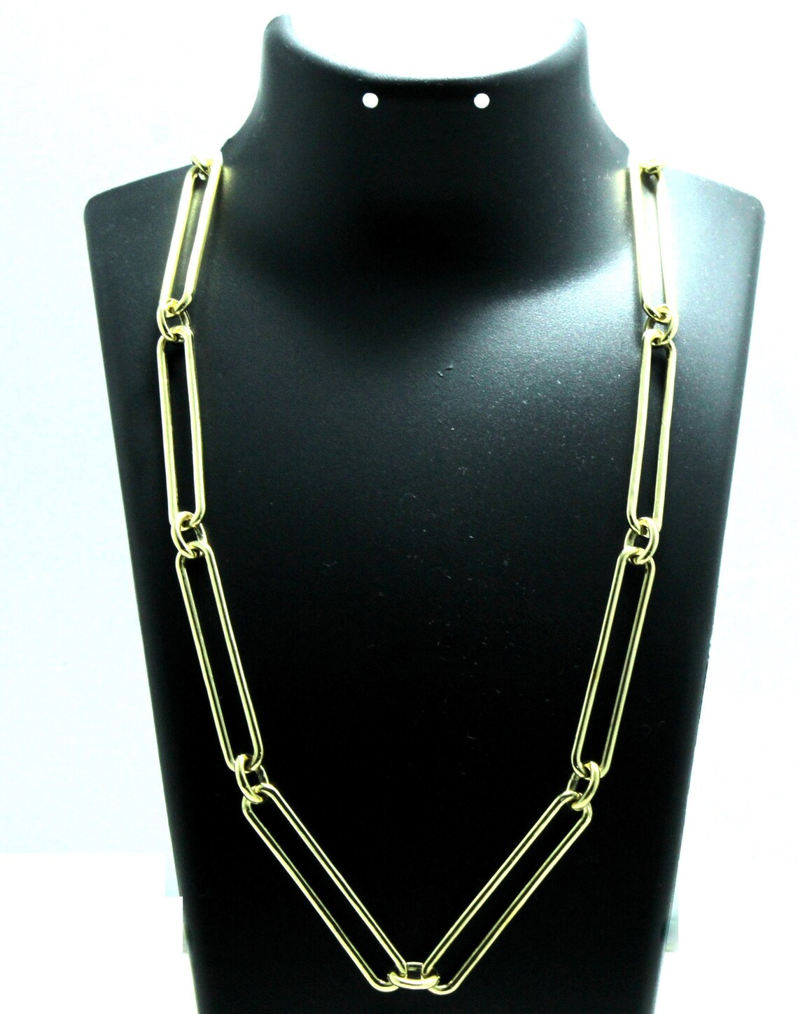 Gold Paper Clip chain 2 inch width 16k gold plate brass Etsy