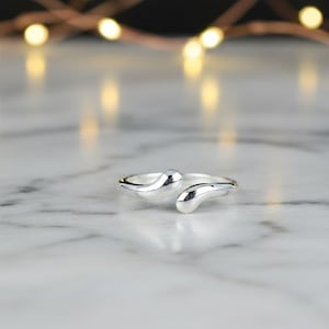 Adjustable 925 Sterling Silver Water Drop Ring - Minimalist Boho Style Jewelry Gifts For Her