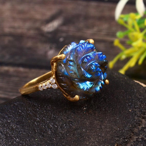 Bague En Argent 925 Avec Labradorite - Grande Taille 67, Neuf Avec étiquettes
