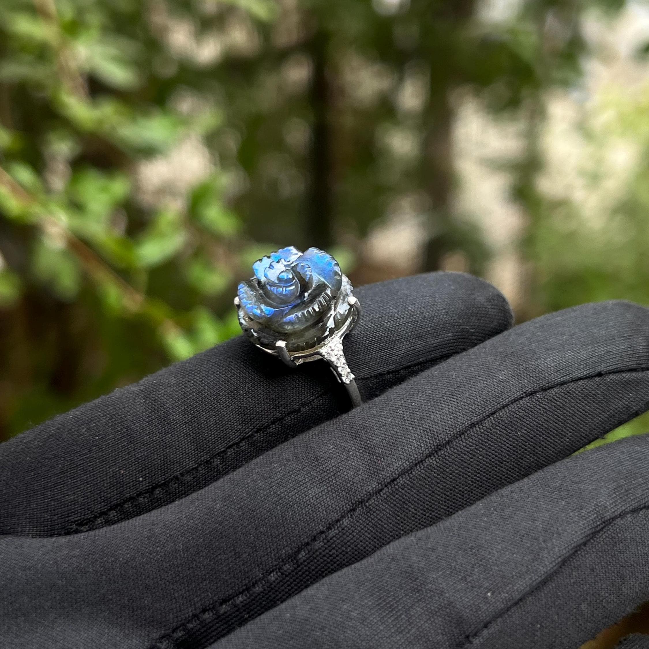 Bague Wanderlust En Argent 925 Avec Labradorite Bleue Naturelle - Personnalisable - Taille Au Choix
