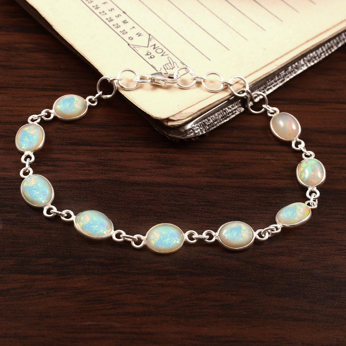 Pulsera De Cuentas De ópalo Etíope. Pulsera De ópalo De Fuego