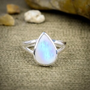 Rainbow Moonstone Ring, Moonstone Ring, Moonstone Sterling Silver Ring Size 6.5, Statement Ring, Handmade Ring, Boho Ring, WomenGift for Her