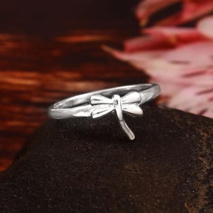 925 Sterling Silver Dragonfly Ring, Minimalist Ring, Mother's Day Gift, Silver Dainty Little Dragonfly Ring, Delicate Ring for Women Jewelry