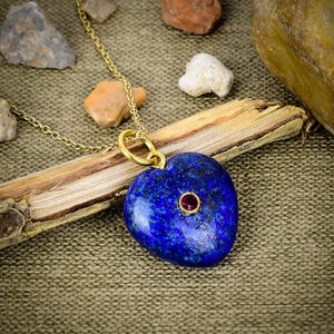 Lapis Lazuli Heart Pendant: 925 Sterling Silver Necklace