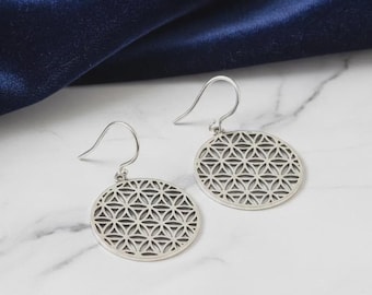 Handmade Sterling Silver Filigree Mandala Earrings, Boho Dangle