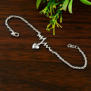 Sterling Silver Heartbeat Bracelet: Minimalist Heart Design