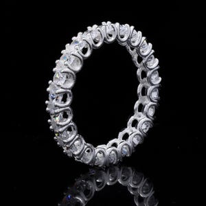 925 Sterling Silver Full Eternity Engagement Stacking CZ Band Ring, Full Eternity Band, Cubic Zirconia Sterling Silver Eternity Band Ring