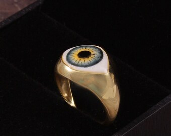 Anello a fascia regolabile classico turco blu malocchio con Anello a fascia regolabile classico turco blu malocchio con