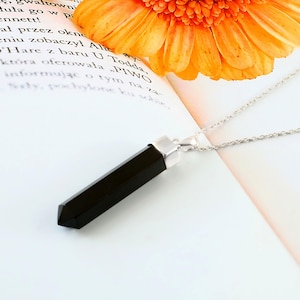 Schwarze Onyx Halskette für Männer, Onyx Punkt Halskette, Schwarze Stein Halskette, Sterling Silber Schmuck, Edelstein Schmuck, Geschenke für sie