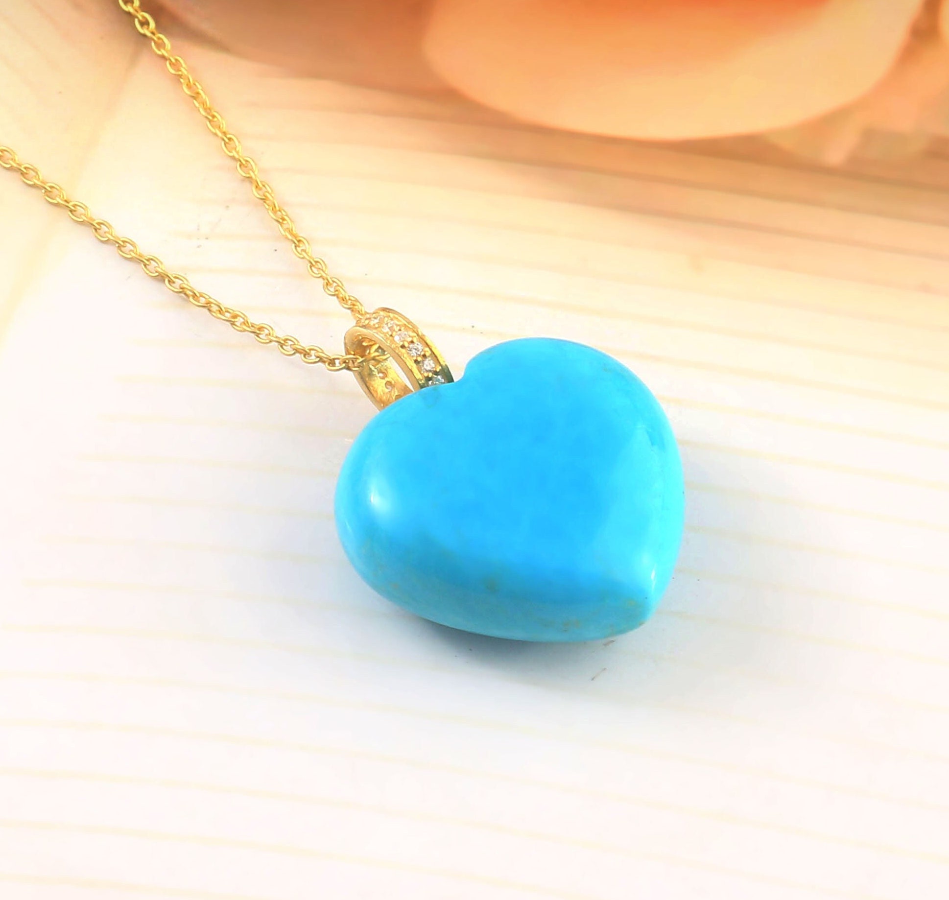 ネックレス・ペンダント Heart Turquoise Pendant Necklace #8760 Turquoise Pendant 925 Sterling Silver Pendant Turquoise