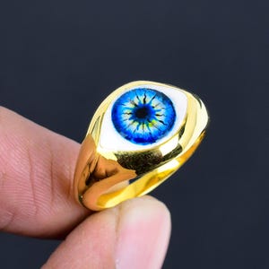 Evil Eye Protection Ring, 925 Sterling Silver Evil Eye Ring, Good Luck ...