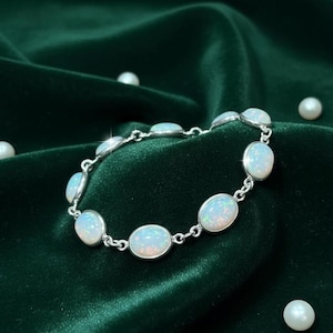 Ethiopian Opal Bracelet, 925 Sterling Silver Adjustable Bracelet, Handmade Oval Shape Bracelet, Fire Opal Stone Bracelet for Women Gifts Her image 7