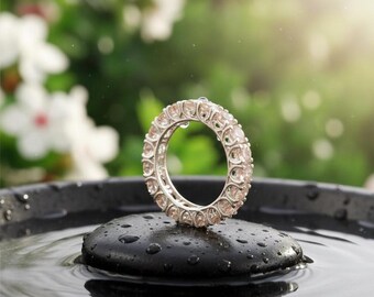 925 Sterling Silver Cubic Zirconia Eternity Band - Stackable Wedding/Engagement Ring For Women, 6mm Width