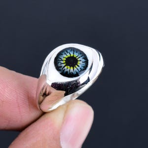 Pierścień ochronny Evil Eye, pierścień Evil Eye ze srebra próby 925, pierścień na szczęście, turecki niebieski pierścień na oko, pierścień na oko, ręcznie robiona biżuteria dla niej