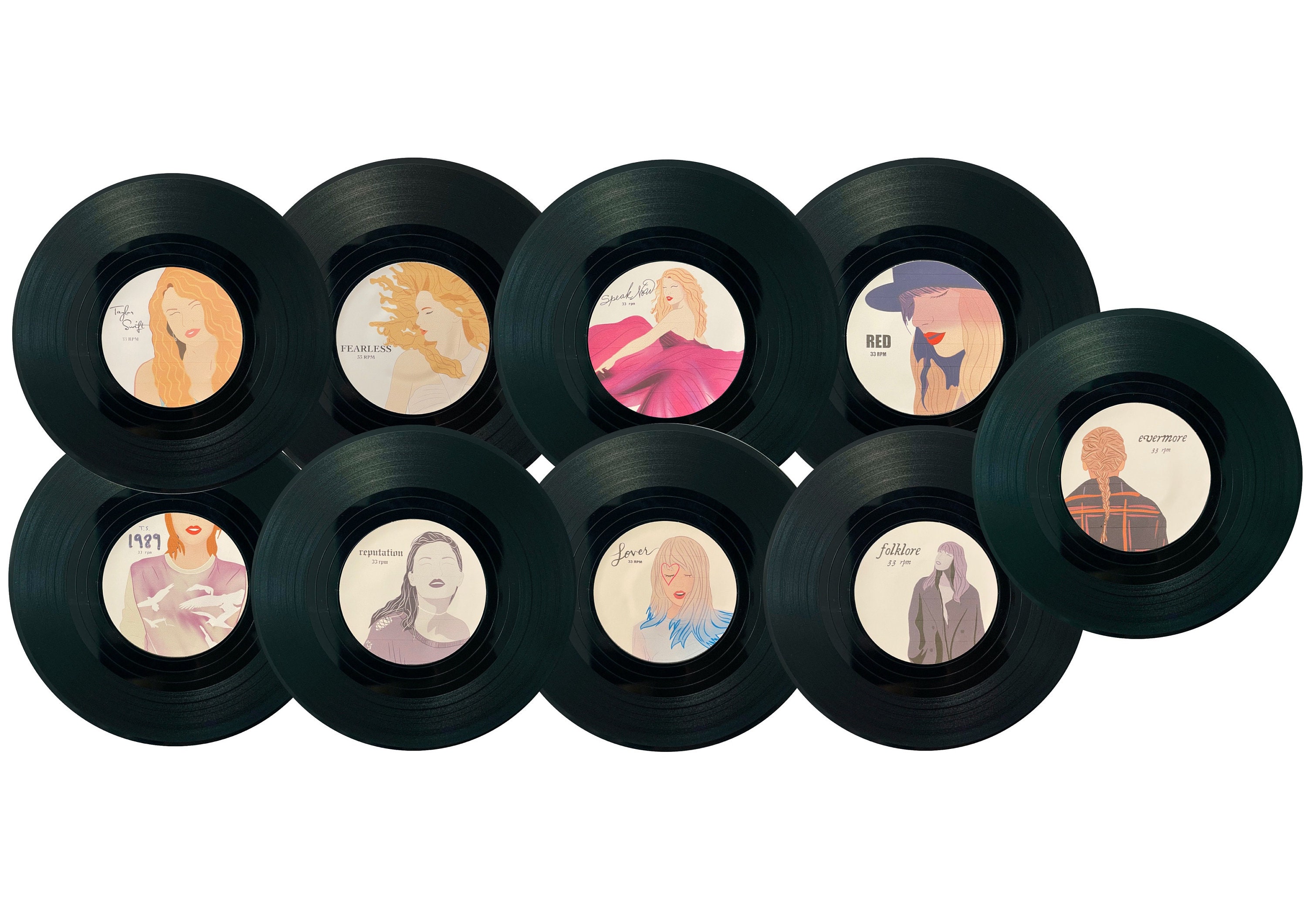 Taylor Swift Colour Coasters (Vinyl Record Themed)
