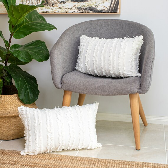 Set of 2 30x50cm White Boho Throw Pillow Covers Cotton Tassle Etsy