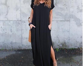 black dress long casual