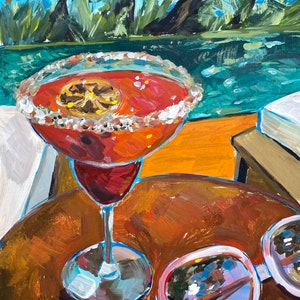 Summertime. Natura morta con Margherita. Dipinto acrilico originale su carta (formato A4 - 8-1/4 x 11-3/4). Firmato. Pezzo unico di arte contemporanea