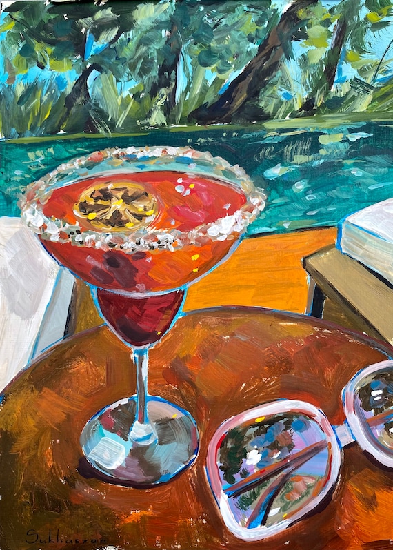 Margarita Still Life: Original Acrylic Painting on Paper (A4