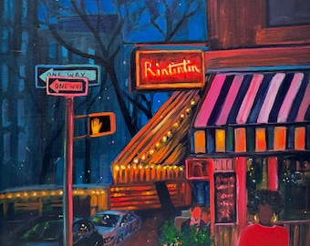 Nowy Jork nocą, obraz akrylowy (12x12 cali)