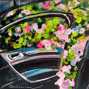 Sem título. Pintura acrílica original sobre painel de madeira 6x6 polegadas (15x15 polegadas).