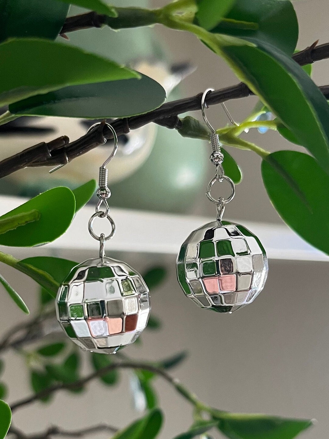 Disco Mirror Ball Earrings Etsy
