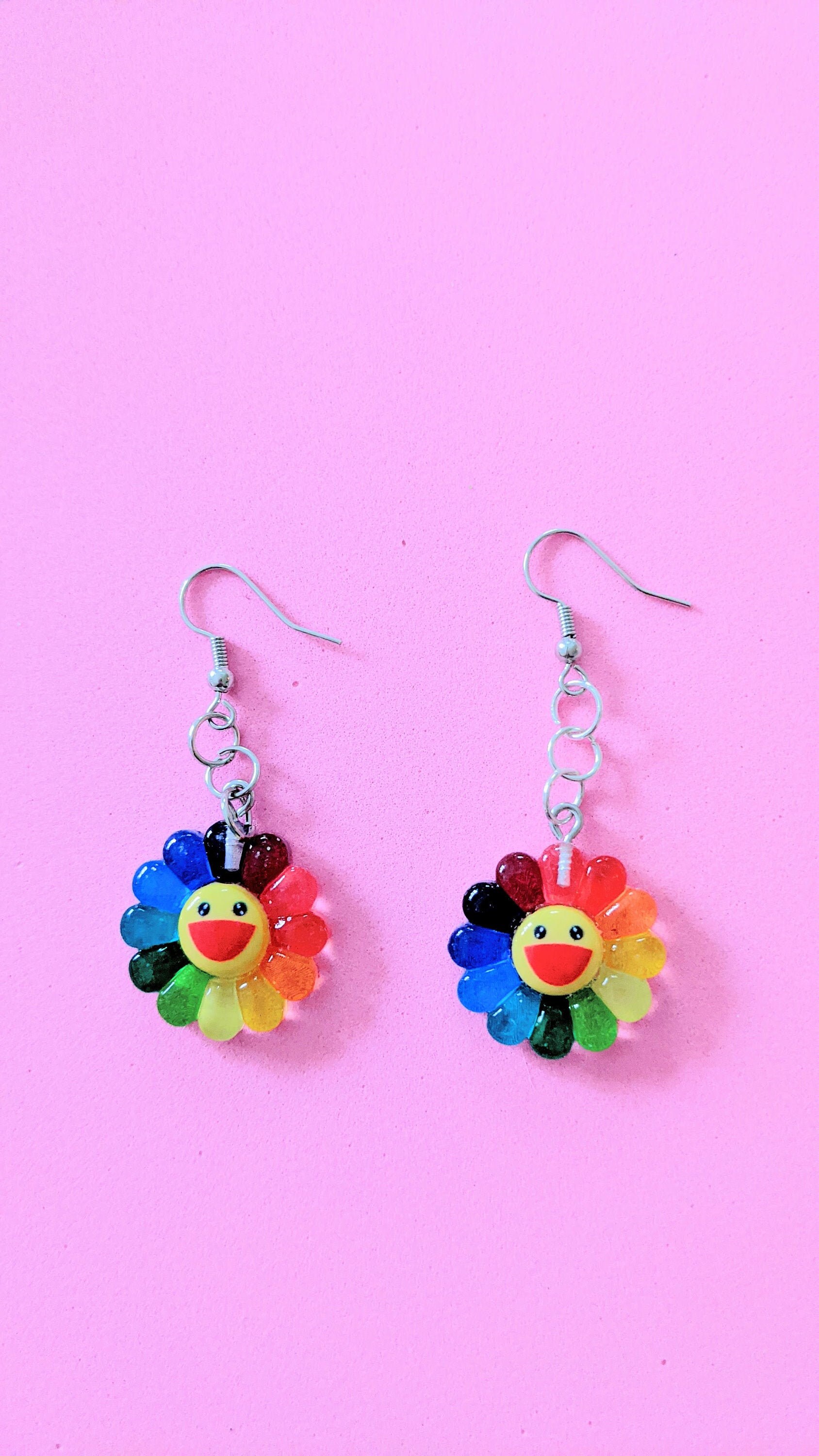 RAINBOW flower smile earrings (Takashi Murakami)