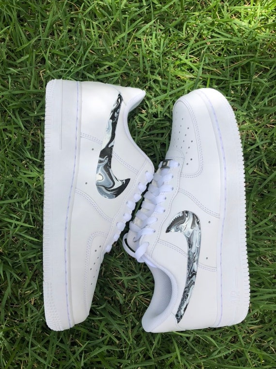 Custom Air Force 1s With Acrylic Pour Swoosh can Request Different Colors Etsy