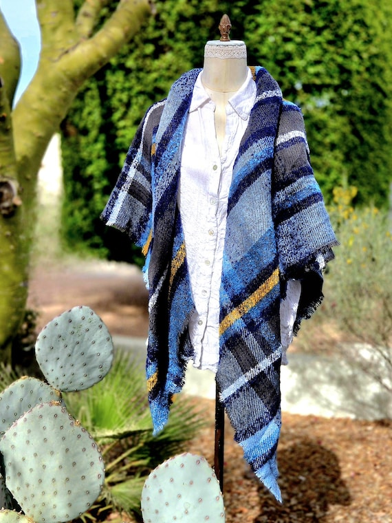 Vintage PLAID woven SCARF, WRAP, throw, blanket