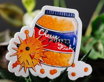 Pez globo de queso Pegatina