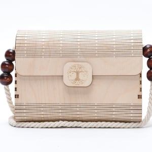 Handcrafted Wooden Shoulder/Crossbody bag with Strap