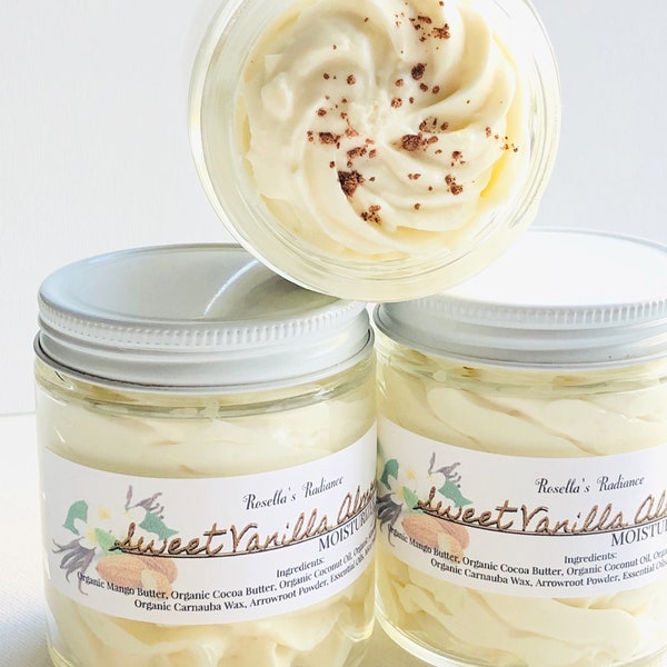 Sweet Vanilla Almond Body Butter | Moisturizer | Sugar Scrub | Hand Made | Whipped | Self Care | Skincare