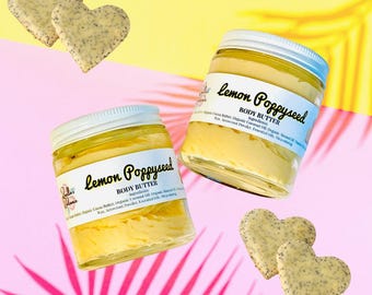 Manteca corporal de limón y semillas de amapola / Manteca batida de mango / Cuidado de la piel batido / Hidratante / Hidratante / Exfoliantes de azúcar / Aromas gourmet / Aromas de panadería