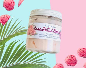 Rozenblaadjesgelato-suikerscrub | Hydraterend | Suikerscrub | Handgemaakt | Slagroom | Zelfzorg | Huidverzorging