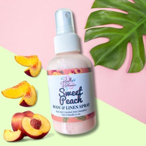 Sweet Peach Body & Linen Spray | Summer Scents | Summer Perfume | Fruity | Fresh | Deodorizer | Body Spray | Linen Sprays | Alcohol-Free