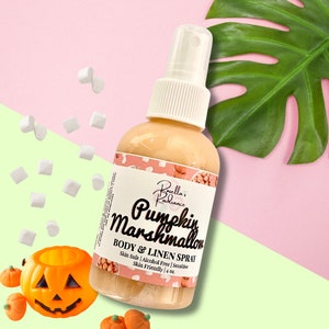 Body- en linnenspray Pumpkin Marshmallow | Herfstgeuren | Kamersprays | Lichaamsspray | Herfstgeur | Cadeaus | Cadeaus voor de feestdagen | Alcoholvrij