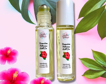 Perfume en roll-on de hibisco hawaiano / Roll-On de aceites esenciales / Perfumes con aroma a hibisco / Perfumes florales / Perfumes naturales / Cuidado corporal