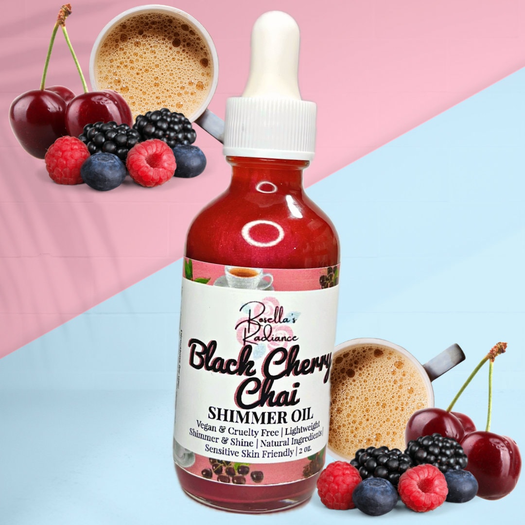 Black Cherry Chai Shimmer Oil | Skincare | Fall | Body Oil | Skin Oil | Sensitive Skin Friendly | Body Butters | Lotions | Sugar Scrub