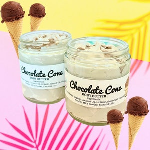 Bodyboter met chocoladehoorntjes | Slagroomboter | Huidverzorging | Vochtinbrengende crème | Lotion | Zomerhuidverzorging | IJs | Suikerscrubs