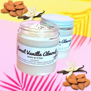 Sweet Vanilla Almond Body Butter | Moisturizer | Sugar Scrub | Hand Made | Whipped | Self Care | Skincare | Lotion | Vanilla Scented