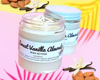Sweet Vanilla Almond Body Butter | Moisturizer | Sugar Scrub | Hand Made | Whipped | Self Care | Skincare | Lotion | Vanilla Scented