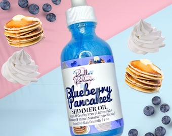 Aceite corporal con brillo aroma a tortitas de arándanos / Aceites corporales / Desayuno / Aromas a comida / Aromas a panadería / Manteca corporal / Loción / Exfoliante de azúcar / Belleza