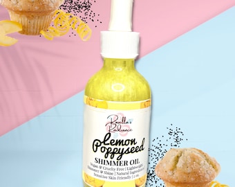 Lemon Poppyseed Shimmer Oil | Body Oil | Skincare | Skin Oil | Serum | Body Butter | Sensitive Skin | Sugar Scrub